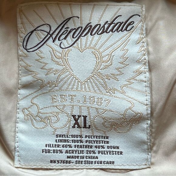 Aeropostale Women's Hooded Down Vest Brown with Fur Trimmed Hood Size XL - Picture 4 of 10